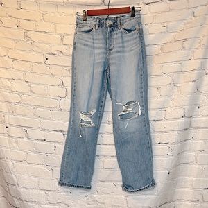 Blank NYC The Baxter Straight Leg Distressed Blue Jeans Size 24
